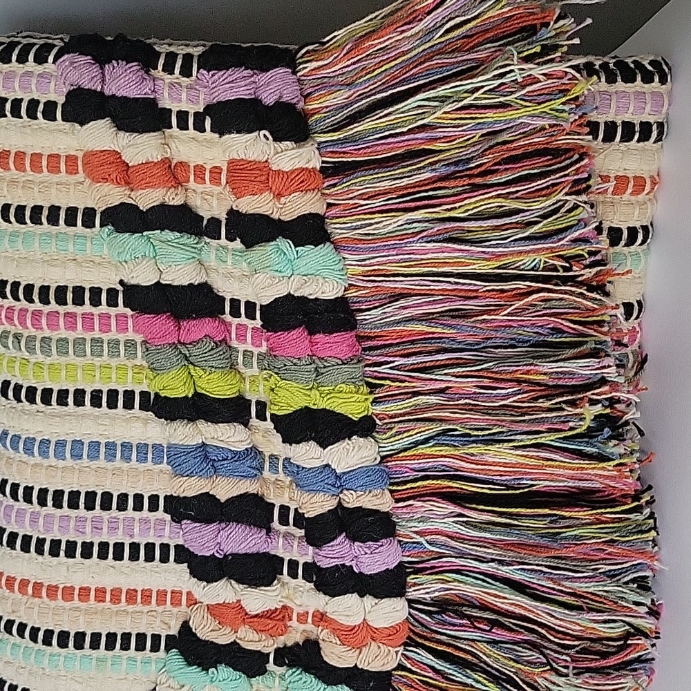 Stella & Dot Taj Bohemian Multicolored Striped Fringe Clutch - Picture 2 of 14